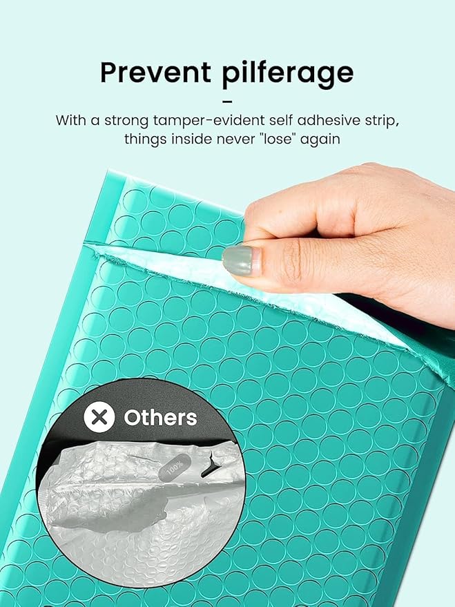 GSSUSA Teal Bubble Mailers 6X10 Inches 500 Pack, Padded Poly Bubble Mailer, Small Padded Envelopes Strong Adhesion Bubble Envelopes,Self-Seal Mailing Envelopes for Small Business,Package Supplies