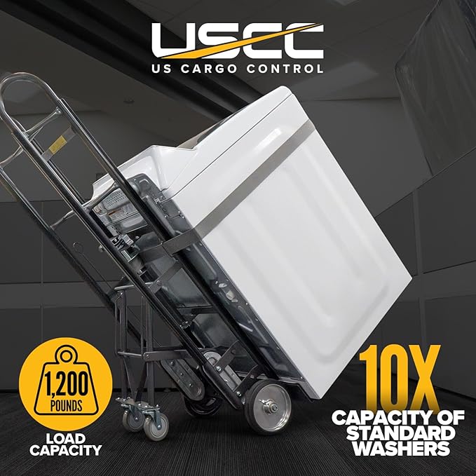 US Cargo Control Appliance Dolly with Stair Climber & Kickback Wheels (12-Pack), 1,200 LBS Capacity, Industrial Appliance Hand Truck with Single Auto Recoil Strap System, Heavy Duty Steel Hand Truck