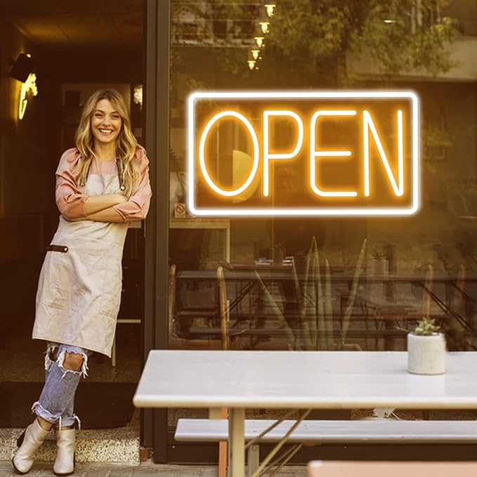 Open Signs for Business Ultra Bright LED Neon Open Signs 22 Inch Plug In Electric Light Up Open Sign with ON/OFF Switch for Business Storefront Window Glass Door Shop Florists Bar Salon Cafes Pubs