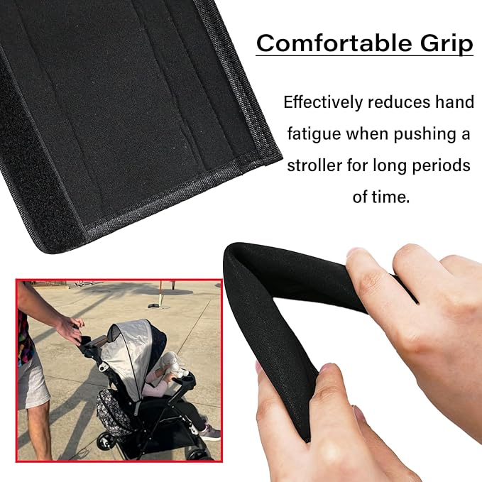 2Pcs 13.38 * 5.51inches Stroller Handlebar Cover,Pushchair Armrest Handle Protector Cover,Pram Bumper Bar Dustproof Handle Gloves Replacement Removable Universal Protective Case Grip Bar Covers