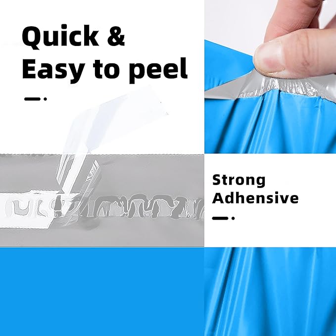 POLYSELLS 200 pcs 9x12 Inches Blue Poly Mailers Shipping Envelopes, Strong Adhesive Sealing, Waterproof, and Tear-resistant Postal Mailing Bags for Small Business, Clothes, Non-Fragile Items