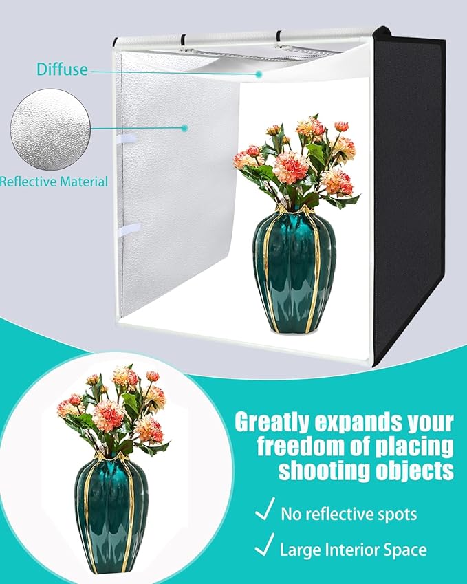 Light Box Photography, PULUZ 31'' Portable Photo Studio Light Box with 156 LED Lights ＆3 Color Backdrops Professional Photography Lighting Tent Kit for Big Product Photography Lightbox