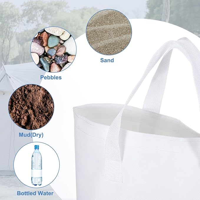 PATIKIL Canopy Weight Sand Bags, 4 Pack 112 Lbs Total Extra Large Weights Bags Waterproof Tent Leg Weights Sandbags for Outdoor Canopy Tent Sun Shelter Patio Ladder White (18x9")