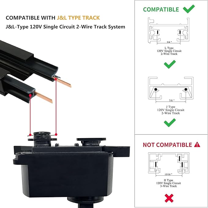 Black 25W 2000lm J&L Type LED Track Lighting System,4000K Natural Light Dimmable Brightness,with 13 FT Track Rails and Ceiling Spotlight Fixture Installation Package
