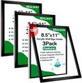 8.5" x 11" Acrylic Sign Holder Wall Mount, Plastic Magnetic Display Frame With Tape,Clear Plexiglass Self-adhesive Plastic Display Frame, Door/Window Sign Holder 3 pack No Drilling