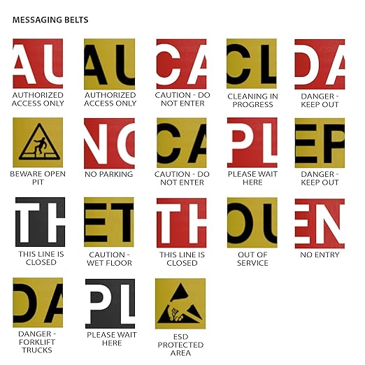 Montour Line MI650 Set of 2 Retractable Belt Barrier Stanchion, Cast Iron Base, Black Powder Coated Steel Post (16 ft Blue Belt)