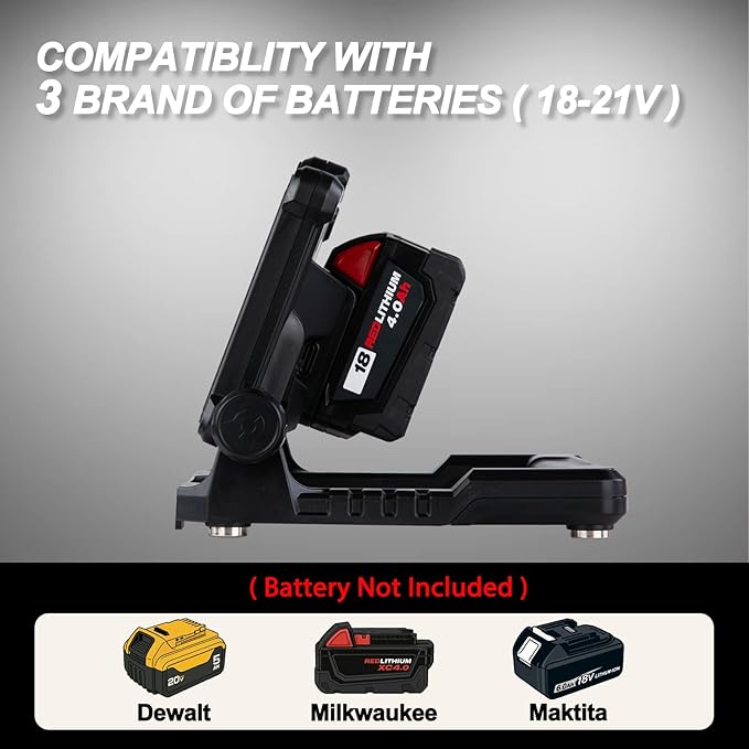 4000LM 25W Cordless Work Light with Tripod Stand, Super Bright, Compatible with Dewalt, Makita and Milwaukee 18-21V Power Battery, Brightness Adjustable, Flicker Free