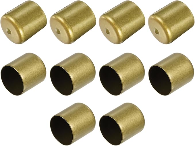 uxcell 10pcs Rubber End Caps 39mm ID Vinyl Round End Cap Cover Screw Thread Protectors Gold