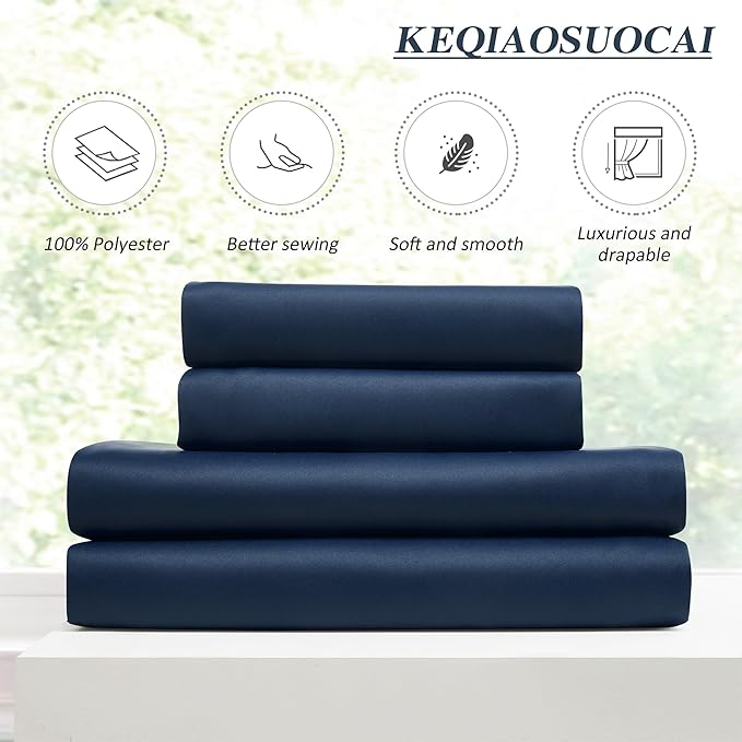 KEQIAOSUOCAI Pinch Pleated Curtains 120 Inches Long 10 FT Tall 2 Panels Set, Thermal Insulated Blackout Room Darkening Curtains for Bedroom,Window Draperies with Hooks(Navy Blue,40x120-inch)
