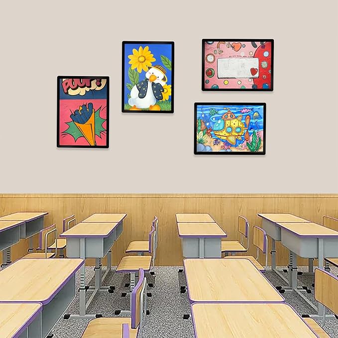 Sign Holder 8.5"x11" Wall-mounted 2 Pack, Self-Adhesive Display Frame for College Certificate/Poster/Paper/Picture Office/Store/School Display Sign Holder with Horizontal and Vertical (Black)