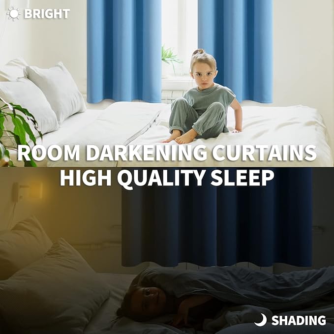BGment Room Darkening Curtains 63 Inches Long - Grommet Thermal Insulated Drapes Window Treatment Curtains for Bedroom, 2 Panels, 52 x 63 Inch, Sky Blue