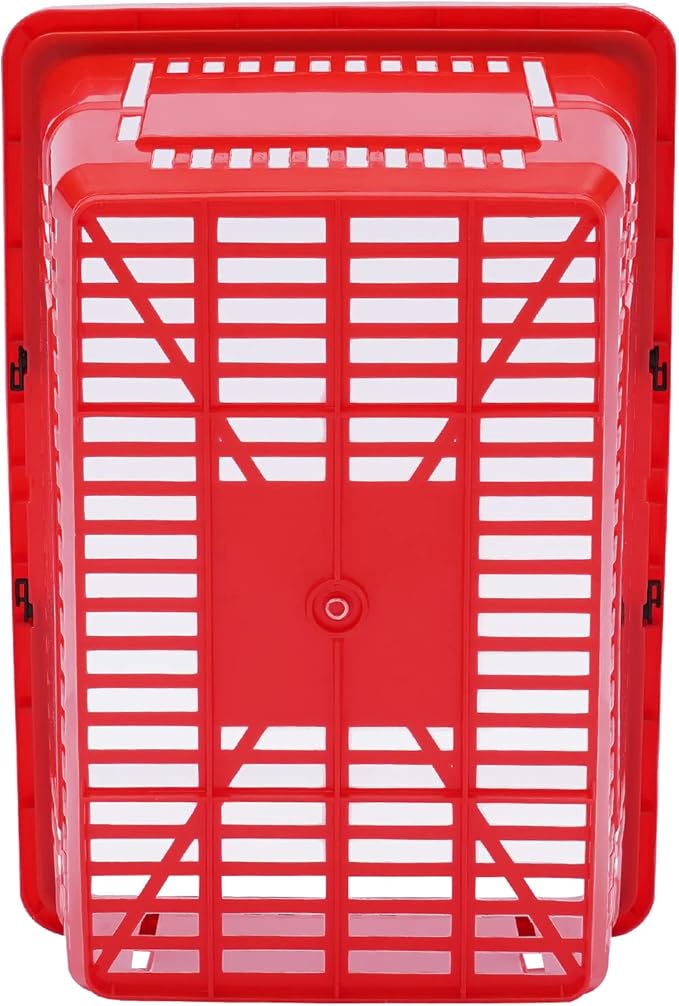 12PCS Shopping Baskets with Handles, Portable Wire Shopping Basket,Open&Stackable Design for Supermarket, Retail, Bookstore (Red)