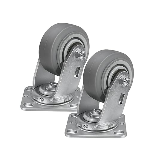 4'' × 2'' Caster Wheels, Heavy Duty Industrial Casters, Rubber Wheels with Roller Bearing, Load 600lbs per Swivel Caster for Cart Dolly Toolbox Trolley (2 Swivel)