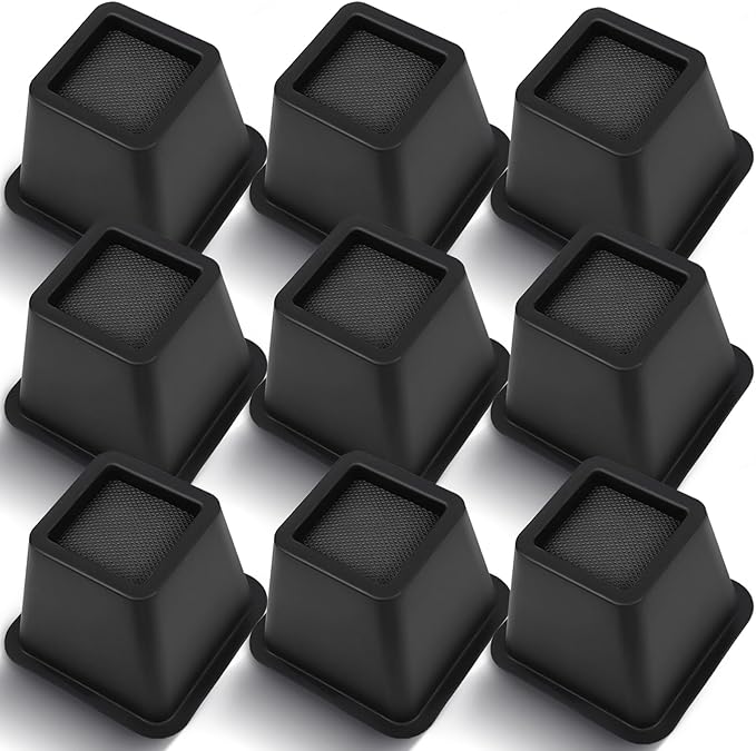 Bed Riser/Furniture Lift Bed/Bed risers/Furniture Lifter/Table risers/Frame Risers Create Under Bed Storage Heavy Duty for Furniture Height Adjustment (Black 9 Pack, 4 Inch)