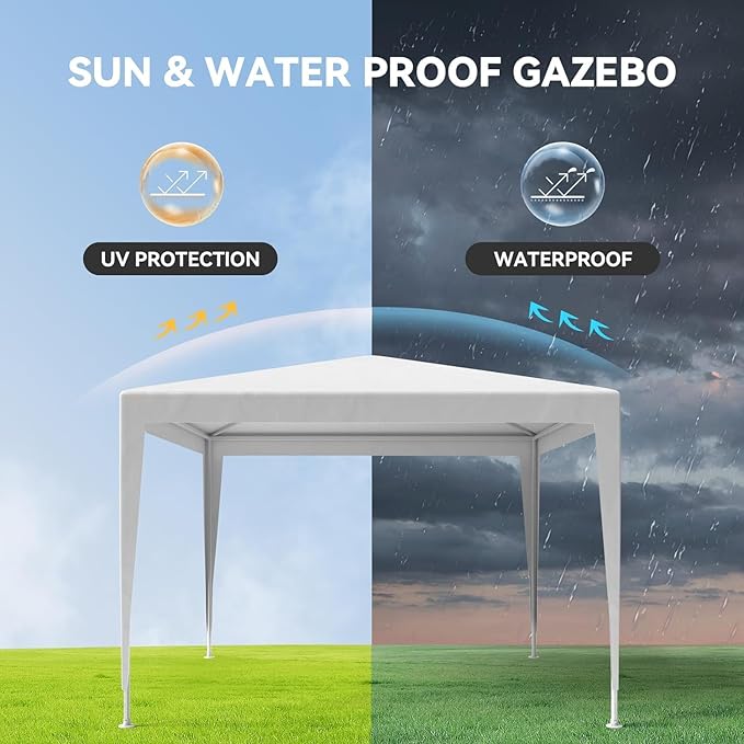 10x10 FT Party Tent, Outdoor Wedding Tents for Parties, Canopy Event Tent with 3 Removable Sidewalls, Waterproof Gazebo Shelter for Birthday Parties, Weddings, BBQs & Events (10X10FT-3Sides White)