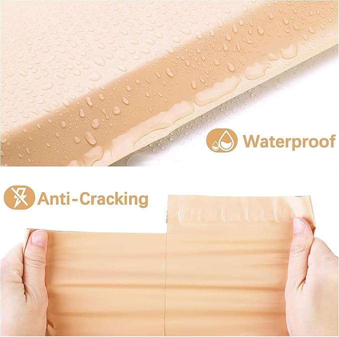 Metronic Poly Mailers 10x13 100 Pcs | Medium Size Shipping Bags for Clothes | Large Poly Mailer Bags, Shipping Envelopes, Mailing Bags for Small Business, Strong Adhensive Poly Bags Beige