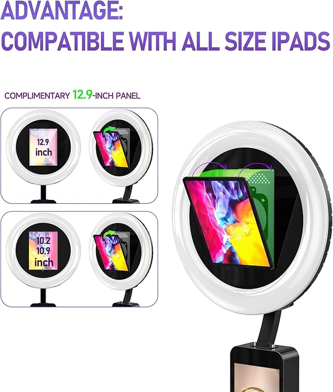 HARZHI Portable Photo Booth Compatible with Ipad, for Ipad Photo Booth Shell Stand Stand Provide Chacktok Photo Booth Software for Party and Wedding, Free Custom Logo, Flight Case
