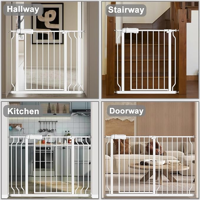 Fairy Baby Extra Wide Baby Gate for Dogs Pressure Monuted Safety Gate for Living Room, Fits 62 Inch to 67 Inch with Pressure Mounted Extention Kit, White