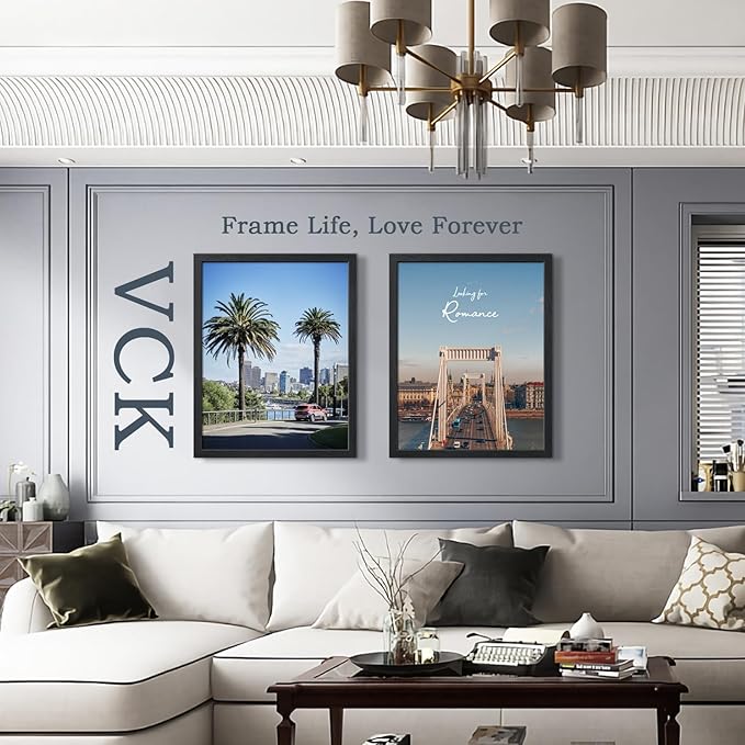 VCK 22x28 Poster Frame Set of 5 - Black, Exclusive Wood Grain Picture Frame - Wall Hanging