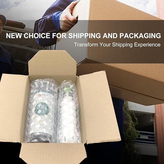 Inflatable Bubble Cushioning Wrap Roll Bottle Shipper Protector Sleeve 12"x164' Large Size Air Bubbles Packing Supplies for Fragile Items, Air Pillows for Shipping Moving Packaging Material