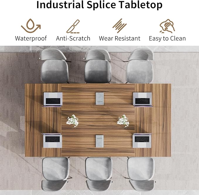 Conference Table, Modern Folding Meeting Tables with Flip Top, Mobile Podcast Table with Four Locking Wheels, Large Training Table for Meeting Room, Office, Classroom (6, A, 47.2in)
