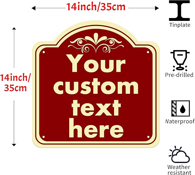 Aluminum Weatherproof Metal Sign, Custom Indoor/Outdoor Decorative Sign, Modern Style, Red, 14*14 Inch