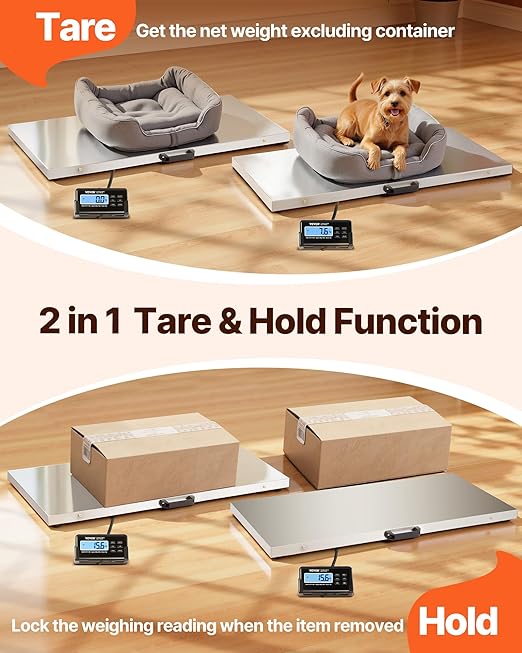VEVOR 1100Lbs x 0.2Lbs Digital Livestock Scale Large Pet Vet Scale Stainless Steel Platform Electronic Postal Shipping Scale Heavy Duty Large Dog Hog Sheep Goat Pig Sheep Scal