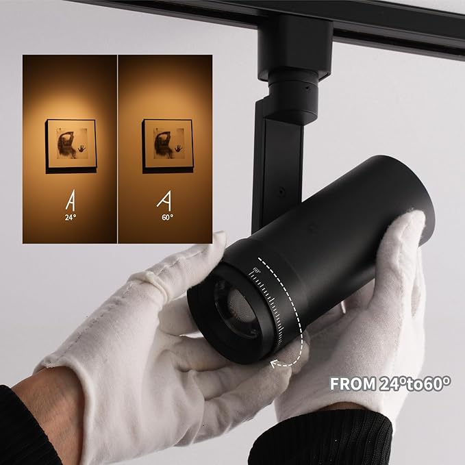 mirrea 5-Color Zoomable LED Track Lighting Heads H-Type Dimmable, 13.5W Black Ceiling Fixtures for Kitchen, Modern Accent Light, 2700-5000K Adjustable, Beam Angle 24°-60°, CRI90+, Pack of 12