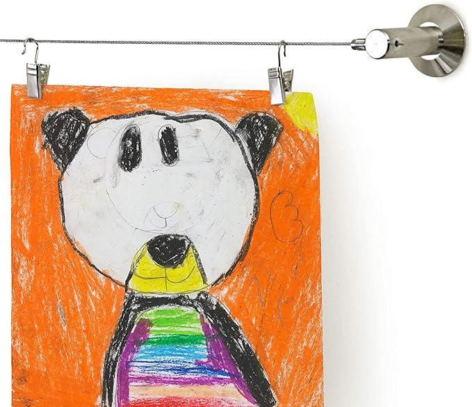 Art Display for Kids Artwork - 10ft Alloy Steel Wire with 48 Clips | Willow & Eva