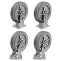 8'' × 2'' Caster Wheels, Heavy Duty Industrial Casters Set of 4 Rubber Wheels, Load 4000lbs Capacity, Swivel Caster for Cart Dolly Toolbox (2 Swivel & 2 Rigid)