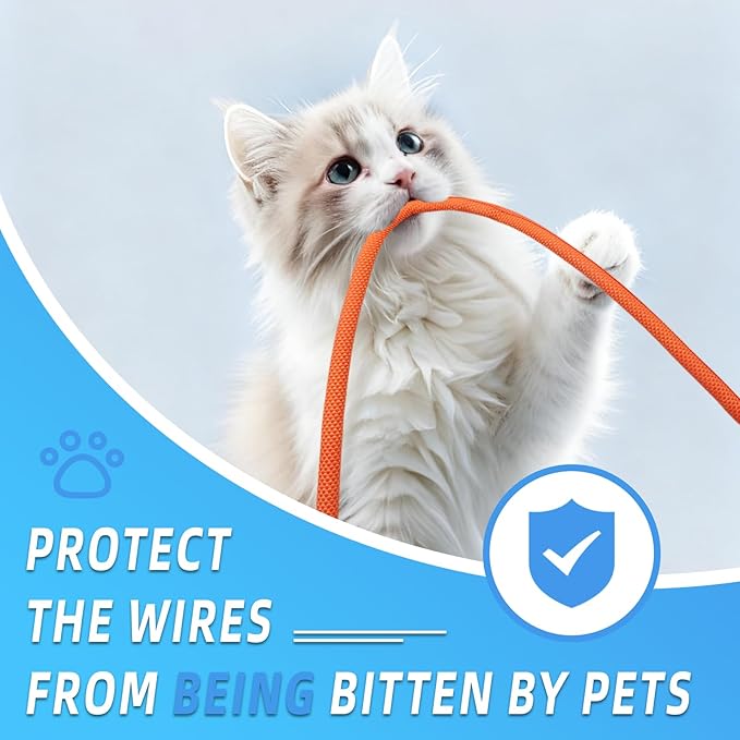 Automotive Wire Loom Tubing, Split Braided Cord Protectors from Pets No Chew, Flexible Cable Sleeve Cable Management for TV/Computer/Electric Wires (Orange, 5/8"-25ft)