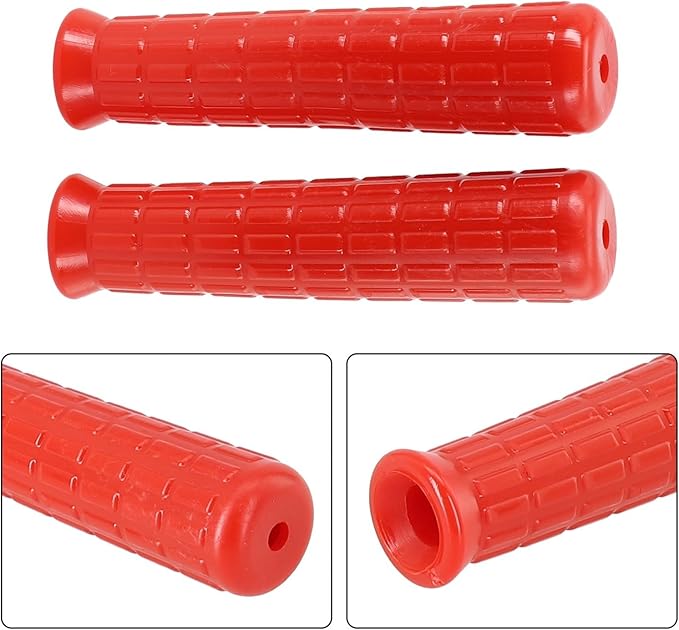 2Pcs Wheelbarrow Rubber Handles Replacement, Anti-slip Handle Grip Covers Weatherproof Handles Non-Slip Round Tubes for Garden Carts(114x12mm Red)