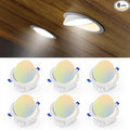 Ensenior 6 Pack 6 inch 5CCT LED Eyeball Recessed Lighting, 360°+90° Rotatable, Dimmable Gimbal Recessed Lights, Canless Angled Adjustable Ceiling Downlight, 1300LM, 12W=115W, 120V - ETL&FCC