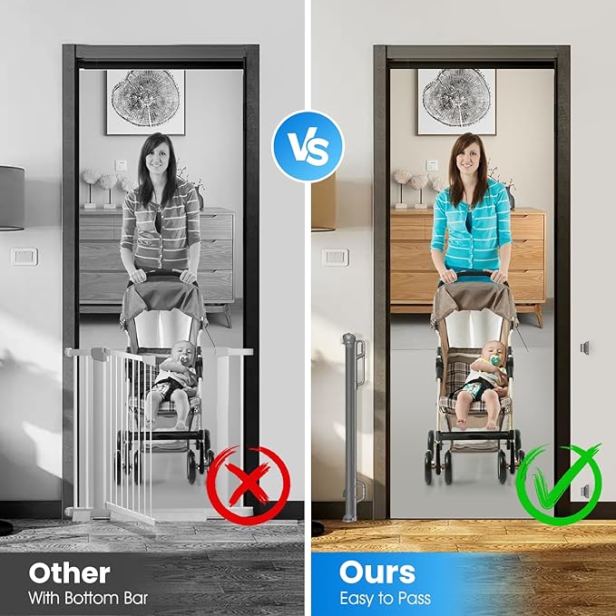 Retractable Safety Baby Gate or Mesh Dog Gate,Durable Portable Mesh Retractable Gate,Easy to Use for Stairs, Doorways, Hallways, Indoor, Outdoor, 33.5" Tall, Up to 45" Wide, Gray