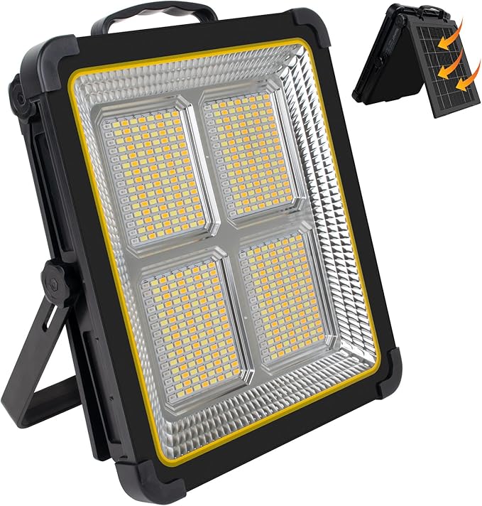 Masmejor 160W 15000mAh Rechargeable Work Light - 540 LEDs Solar Light, Stepless Dimming, USB-C Charging, IPX4 Waterproof Floodlight for Job Site, Emergency, Power Outage, Camping & Ca Repair