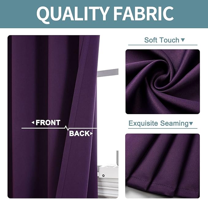 ChrisDowa Grommet Blackout Curtains for Bedroom - Thermal Insulated Room Darkening Curtains for Living Room (1 Panel Set, Royal Purple, 52W x 95L)