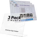 Mammoth DuraClear Acrylic Sign Holders 8.5 x 11 - Extra Thick and Durable Desktop Paper Sign Holders - Perfect for Retail and Booth Display Supplies - 3 Pack, Landscape