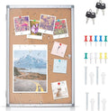 Enclosed Cork Bulletin Board Tamper-Proof Dispaly Case, Aluminium Frame, All-Weather Cork Noticeboard, Outdoor Enclosed Cork Board for School, Office, Restaurant, Hospital (38 X 28 Inches)