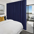 Hiasan Privacy Room Divider Patio Sliding Door Curtain Extra Wide Blackout Thermal Insulated Curtains with Back Tab & Rod Pocket for Bedroom Partition Living Room (120 x 96 Inches, Navy Blue)