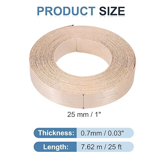PATIKIL Maple Edge Banding, 1 Inch x 25 ft Wood Veneer Tape Pre-glued Flexible Plywood Edge Banding with Hot Melt Adhesive for Furniture Restoration