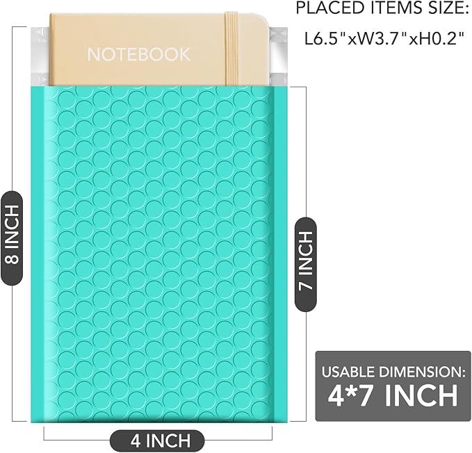 GSSUSA Teal Bubble Mailers 4x8 Small Padded Envelopes 800 Pack,Strong Adhesion Bubble Mailer Self-Seal Bubble Envelopes for Small Business