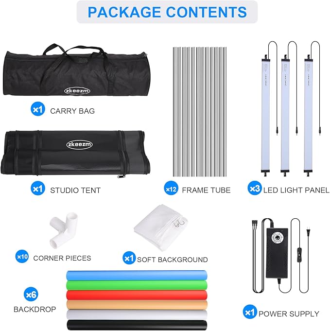 Photo Studio Light Box Photography 32"x32" with 210 LEDs and 6 Colors Backdrops for Product Photography, Foldable Picture Box with Adjustable Brightness 6000-6500K