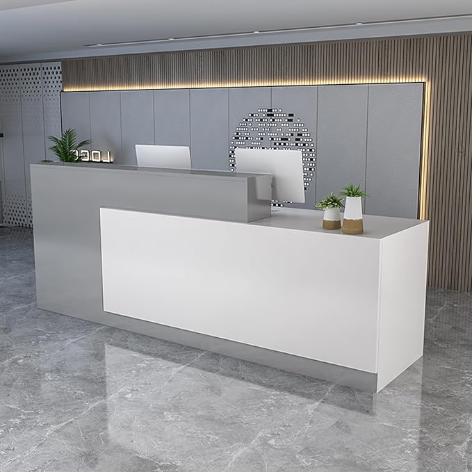 Modern Reception Counter with Lockable Drawers, Home Office Desk, for Checkout, Office, Beauty Salon, Lobby