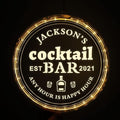 Custom Round Personalized Acrylic Bar Sign - Led, Man Cave Light Up Sign for Home Bar, Shop, or Store Decor