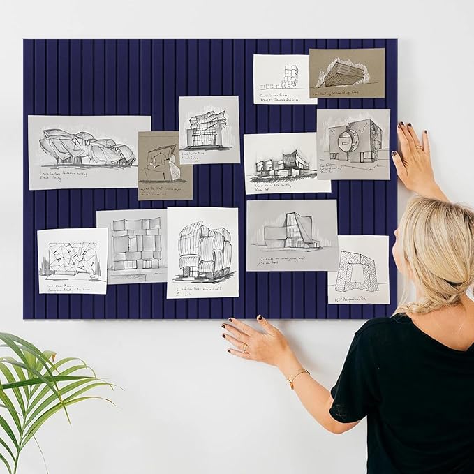 Large Felt Bulletin Board 35x47 Inch, 12pcs Peel and Stick Felt Wall Tiles Modern Push Pin Board for Wall Organization