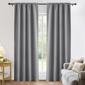 PONY DANCE Silver Grey Bedroom Curtains Room Darkening, Thermal Insulated Privacy Living Room Curtains Bathroom Window Drapes with Rod Pocket Design, W 42 x L 80 inch, Set of 2