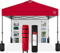 Best Choice Products 10x10ft Easy Pop Up Canopy w/Side Wall, 10 Pockets, Portable Carrying Case, 1-Button Setup, 4 Weight Bags - Red