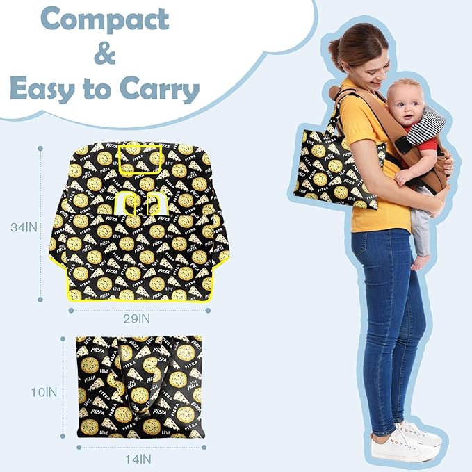 Shopping Cart Cover for Baby 2-in-1 High Chair Cover with Safety Harness Multifunctional Black Pizza Cart Covers for Babies Soft Padded Grocery Cart Cover for Baby Boy Girl