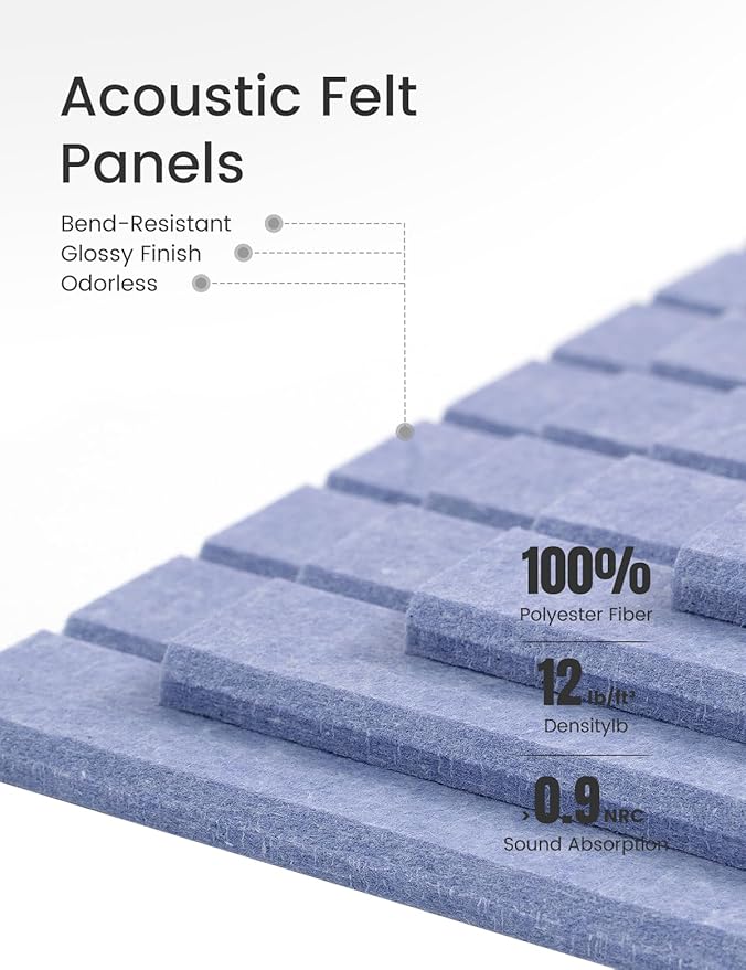 Large Felt Bulletin Board 36" x 24" Cork Board Alternative-6 Pack with 40 Safe Removable Adhesive Tabs, Cork Boards for Walls for Home Office Classroom Pin Board (Soft Periwinkle)