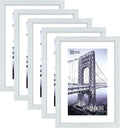 VCK 24 x 36 White Wood Frame for Wall with Plexiglass Hanging Hardware Picture Frame Large Poster Frame for Artwork Certificate Included 5 Pack